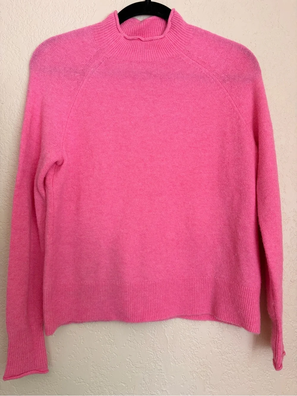 Women's Pink Cashmere-Blend Mock Neck Sweater